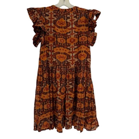 Ulla Johnson Lina Flutter Sleeve Mini Dress Size XS Sleeveless Tassel Ties Brown - Picture 3 of 12
